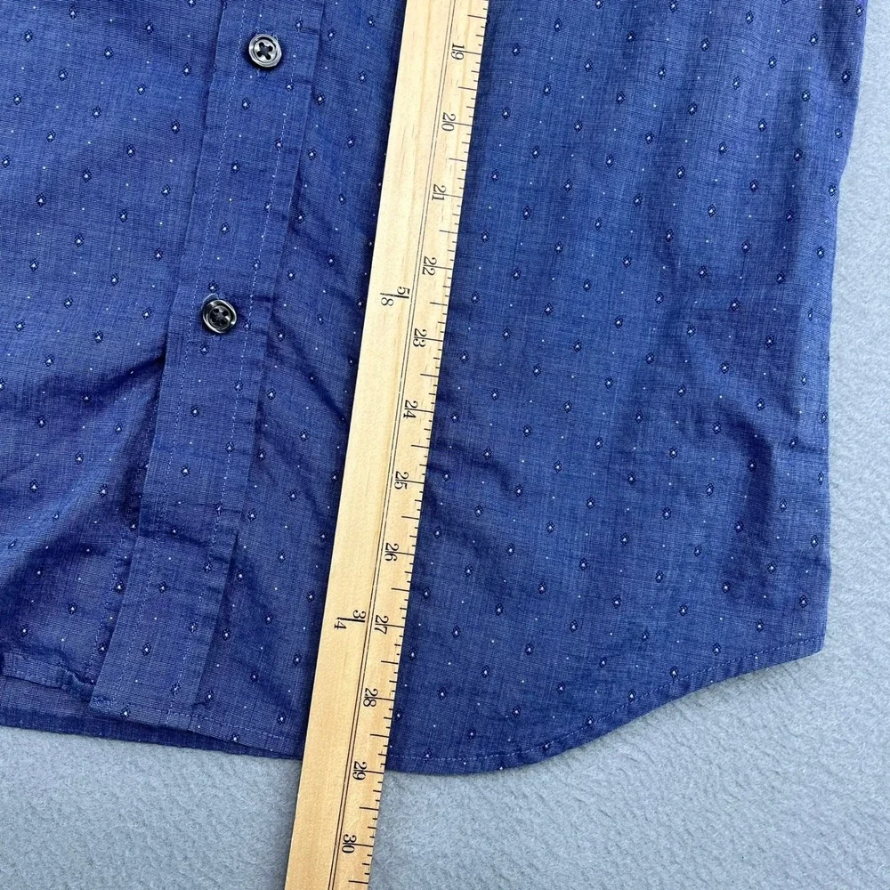 Banana Republic Mens Small Blue‎ Micro Diamond Stretch Soft Wash Slim Fit Shirt